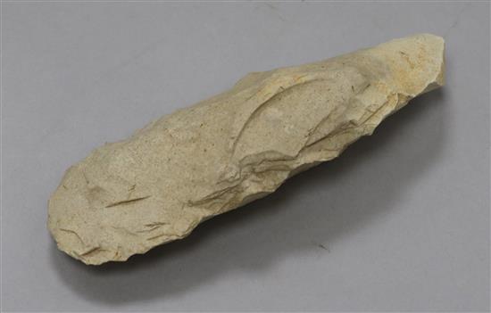 Six prehistoric flint axe heads, various,